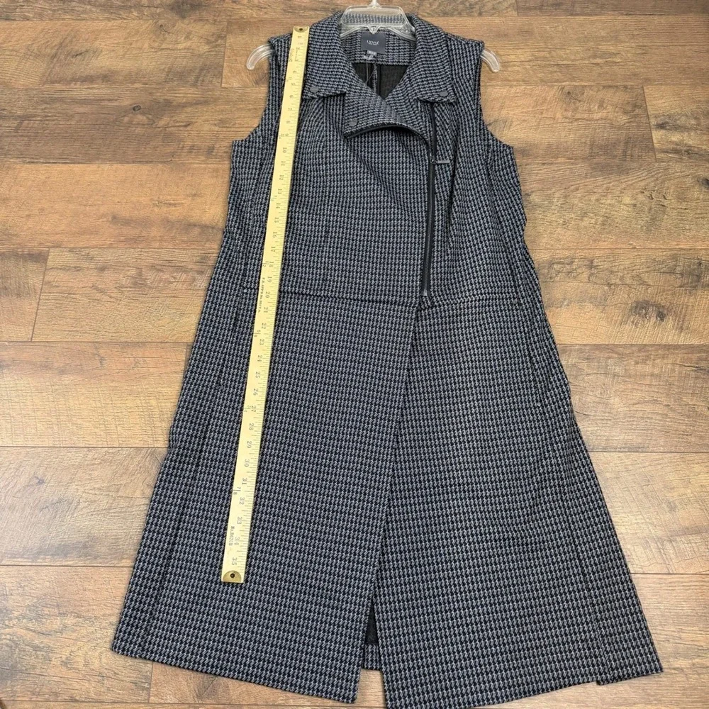 Lysse‎ New York Sleeveless Moto Houndstooth Ponte Dress Navy Black Size Med